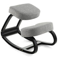 Wooden Ergonomic Backless Rocking Kneeling Chair with Padded Cushion-Gray