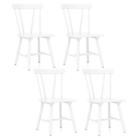 Windsor Style Armless Chairs with Solid Rubber Wood Frame-Black