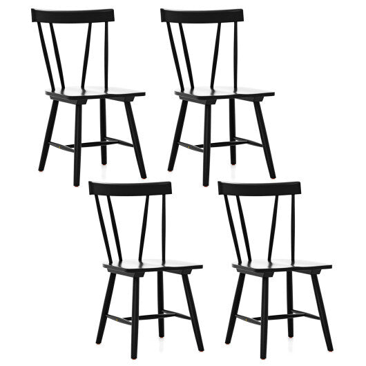 Windsor Style Armless Chairs with Solid Rubber Wood Frame-Black