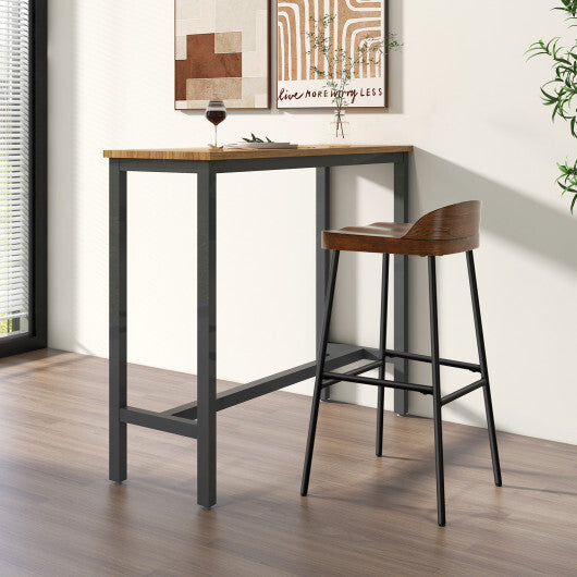 Set of 1/2 29 Inch Industrial Bar Stools with Low Back and Footrests-Set of 2