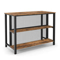 36 Inch 3-Tier Bar Table with Storage Metal Frame Adjustable Foot Pads for Dining Room-Gray