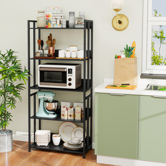 5-Tier Bookshelf with Adjustable and Tiltable Shelves-Rustic Brown