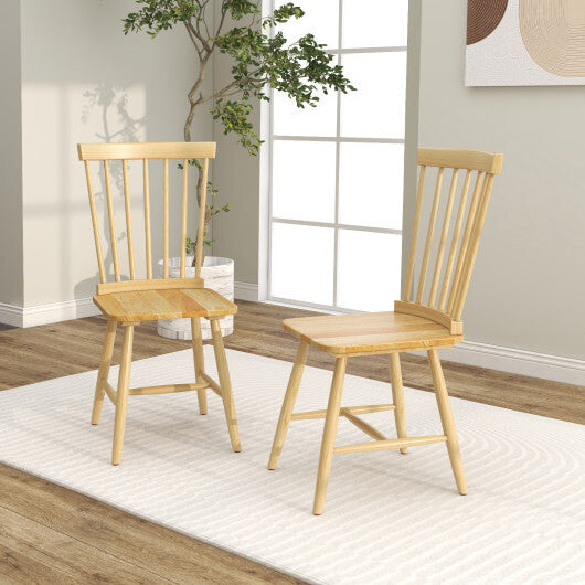 Set of 2 Windsor Dining Chairs with High Spindle Back-Black