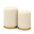 Velvet/Linen Fabric Storage Ottoman Set of 2-Gray