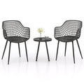 3 Piece Patio Chair Set with PP Seat and Tabletop for Porch-Green