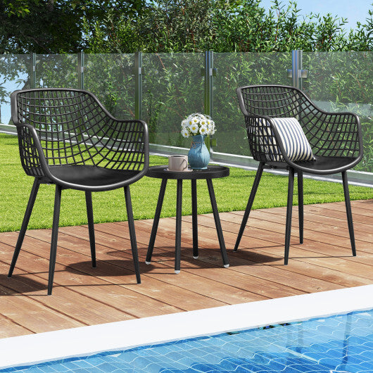 3 Piece Patio Chair Set with PP Seat and Tabletop for Porch-Green