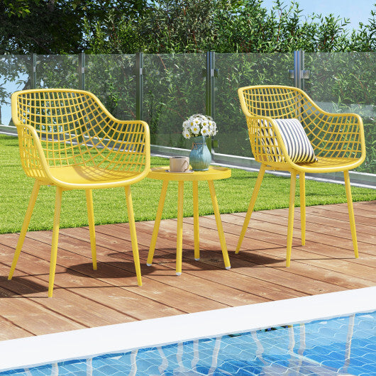 3 Piece Patio Chair Set with PP Seat and Tabletop for Porch-Green