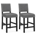 38.5/43.5 Inch Set of 2 Counter Height Chairs with Solid Rubber Wood Frame-S