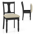 Set of 2 Kitchen Dining Chair with Linen Fabric and Storage Space-Brown