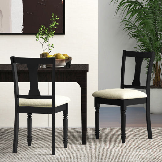 Set of 2 Kitchen Dining Chair with Linen Fabric and Storage Space-Brown