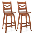 Swivel 24-Inch Counter Height Stool Set of 2 with Inclined Backrest-Cream
