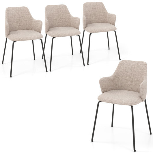 Dining Chairs Set of 2 with Curved Backrest  Wide Seat and Armrests-Gray