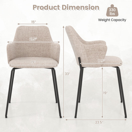 Dining Chairs Set of 2 with Curved Backrest  Wide Seat and Armrests-Gray