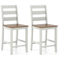 Set of 2 Counter Bar Stool with Inclined Backrest and Footrest-Gray