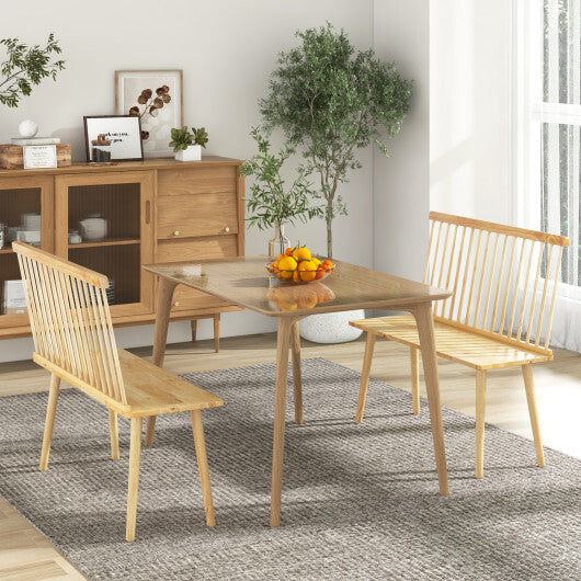 Entryway Bench for 2 with Spindle Back for Kitchen Dining Room Hallway-Black