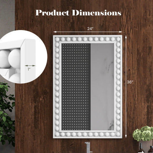 24 x 36 Inches Rustic Wall Mirror with Solid Wood Frame for Living Room  Bedroom-Brown