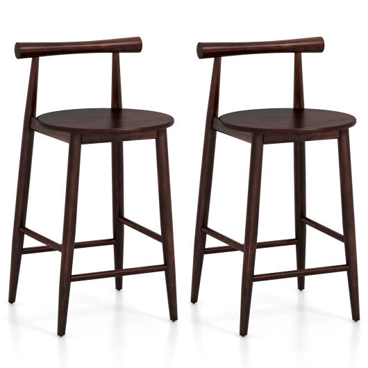 Counter Height Bar Chair Set with Acacia Wood Frame and Supporting Legs-White