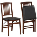 Set of 2 Foldable Upholstered Kitchen Chairs with Padded Seat-Brown