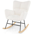 Nursery Rocking Chair with Comfy Backrest and Armrest-Beige