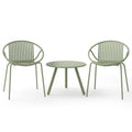 All Weather PP Patio Conversation Set with Round Coffee table and 2 Chairs-Gray
