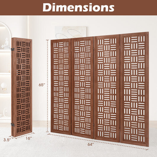 6-Panel Solid Wood Room Divider Folding Partition Stand