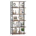 6-Tier Bookshelf Modern Geometric Bookcase with Heavy-duty Metal Frame and Anti-tipping Kits-Rustic Brown
