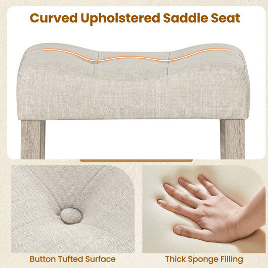 Set of 2 Upholstered Counter Height Bar Stool with Curved Saddle-Seat-Brown