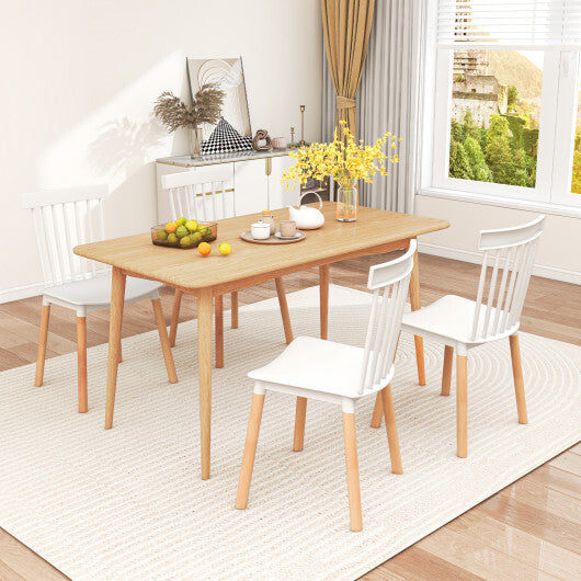 Set of 4 Windsor Dining Chairs with Spindle Backs and Curved Seats-Black