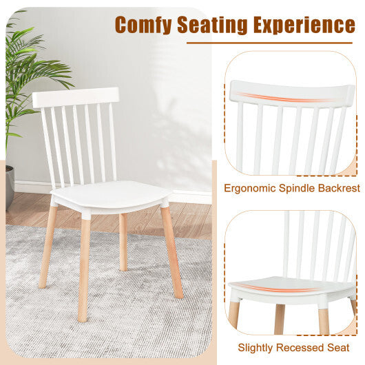 Set of 4 Windsor Dining Chairs with Spindle Backs and Curved Seats-Black