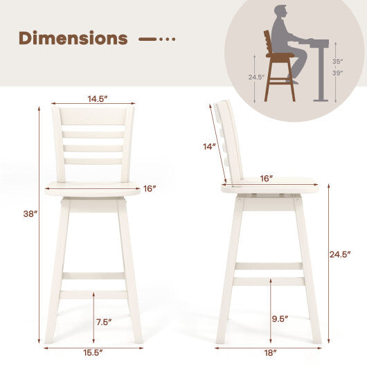 Counter Height Barstools Set of 2 with Footrest for Kitchen Island Bar-Walnut