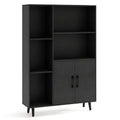 4 Inch Floor Bookshelf with 5 Open Compartments and Storage Cabinet-Black