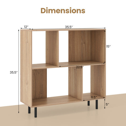 Open Shelf Bookcase with 4 Compartments-Black