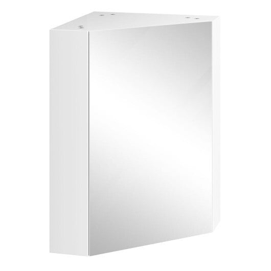 Corner Medicine Cabinet with Mirror with Open Mirror Door and Adjustable Shelf-Brown