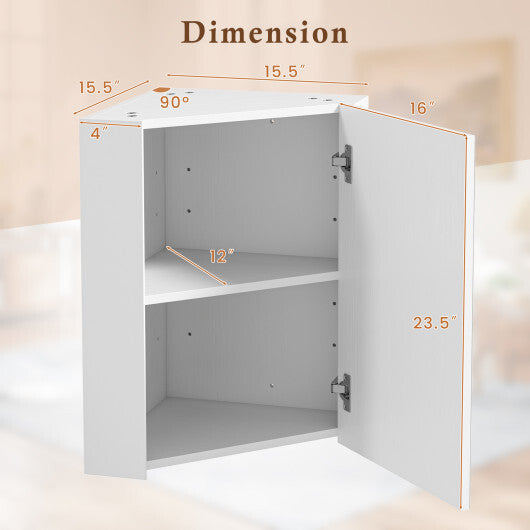 Corner Medicine Cabinet with Mirror with Open Mirror Door and Adjustable Shelf-Brown