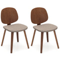 Wooden Dining Chair Set of 2 with Bentwood Frame and Padded Seat-Walnut