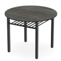 40" Round Kitchen Table with Storage Shelf and Metal Frame for 4 People-Gray