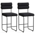 26 Inch Counter Height Bar Stools Set of 2 with Metal Frame and Footrest-White