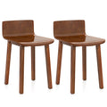 Wood Dining Chair Set of 2 Farmhouse Kitchen Dining Room Chairs Mid-Century Modern Armless Side Chairs-Brown