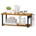 Teak Wood Wall Mounted Floating Shelves with Towel Bar