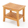 20 Inches Non-slip Shower Bench with Storage Shelf and Curved Top