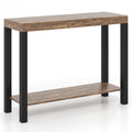 2-Tier Home Bar Table with Open Shelves and Storage for Home Kitchen Living Room Pub-Rustic Brown