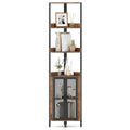 6-Tier Corner Shelf 67 Inches Tall Corner Bookshelf with Cabinet Industrial Bookcase-Brown