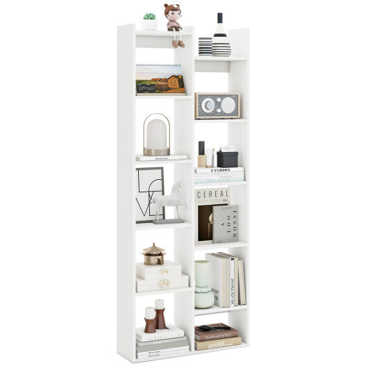 11-Tier Modern Book Organizer Bookcase with Anti-Tipping Kits-Natural