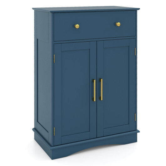 Floor Storage Cabinet with Doors Modern Buffet Sideboard with Drawer and Adjustable Shelf-Black