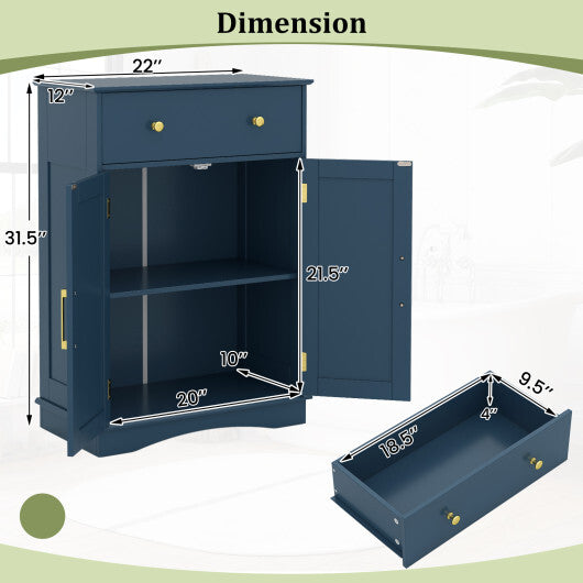 Floor Storage Cabinet with Doors Modern Buffet Sideboard with Drawer and Adjustable Shelf-Black
