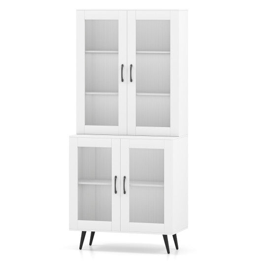 70.5 inch Tall Kitchen Pantry Cabinet Cupboard with 4 Transparent Doors-Black