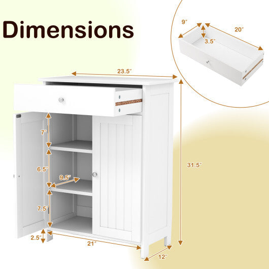 Bathroom Floor Cabinet Freestanding Storage Organizer with 2 Doors-Black