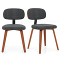 Chenille Fabric Upholstered Wooden Kitchen Chairs Set of 2-Dark Gray