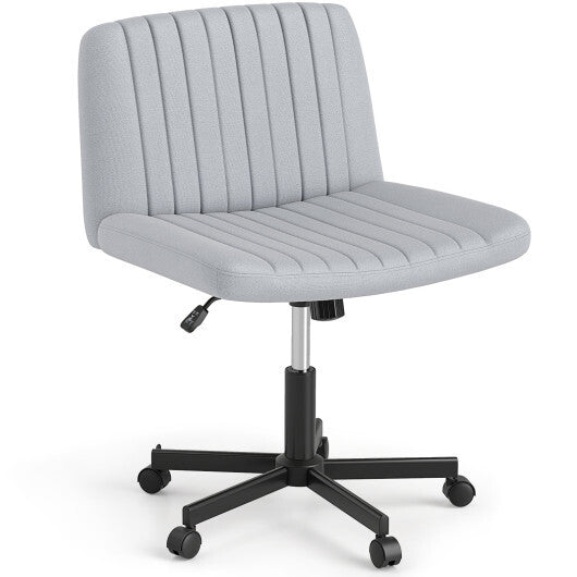 Criss Cross Chair with Wheels Cross-Legged Swivel Desk Chair with Soft-Padded Wide Seat-Gray