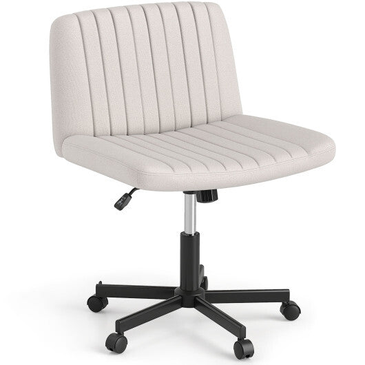 Criss Cross Chair with Wheels Cross-Legged Swivel Desk Chair with Soft-Padded Wide Seat-Gray